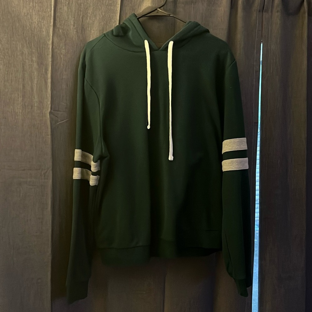 Green Hooded Pullover Sweater